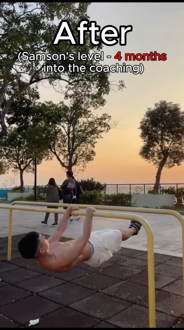 Samson holding a full front lever at sunset